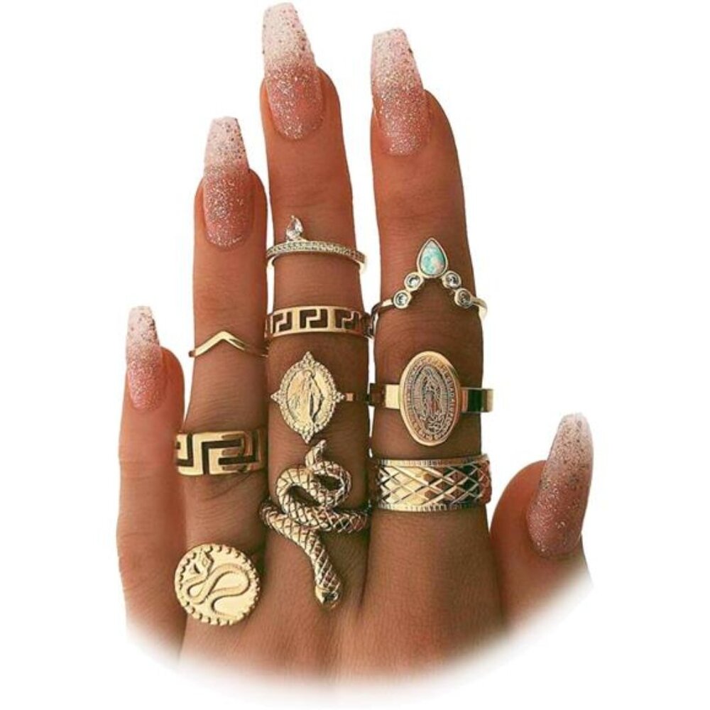 Gold Boho Ring Sets Vintage Stackable Knuckle Rin… - image 1